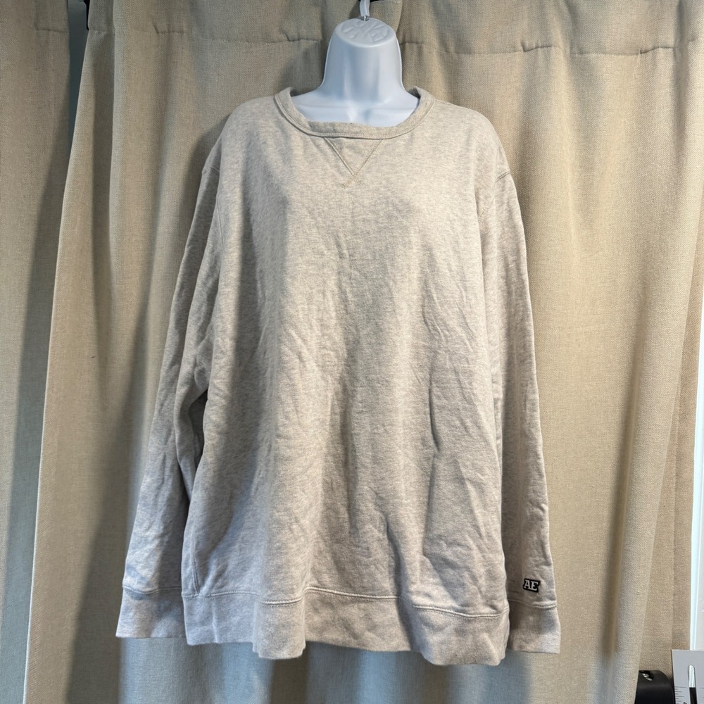 American Eagle Outfitters XXL Crew Neck Sweatshirt Heathered Beige Long Sleeve‎
